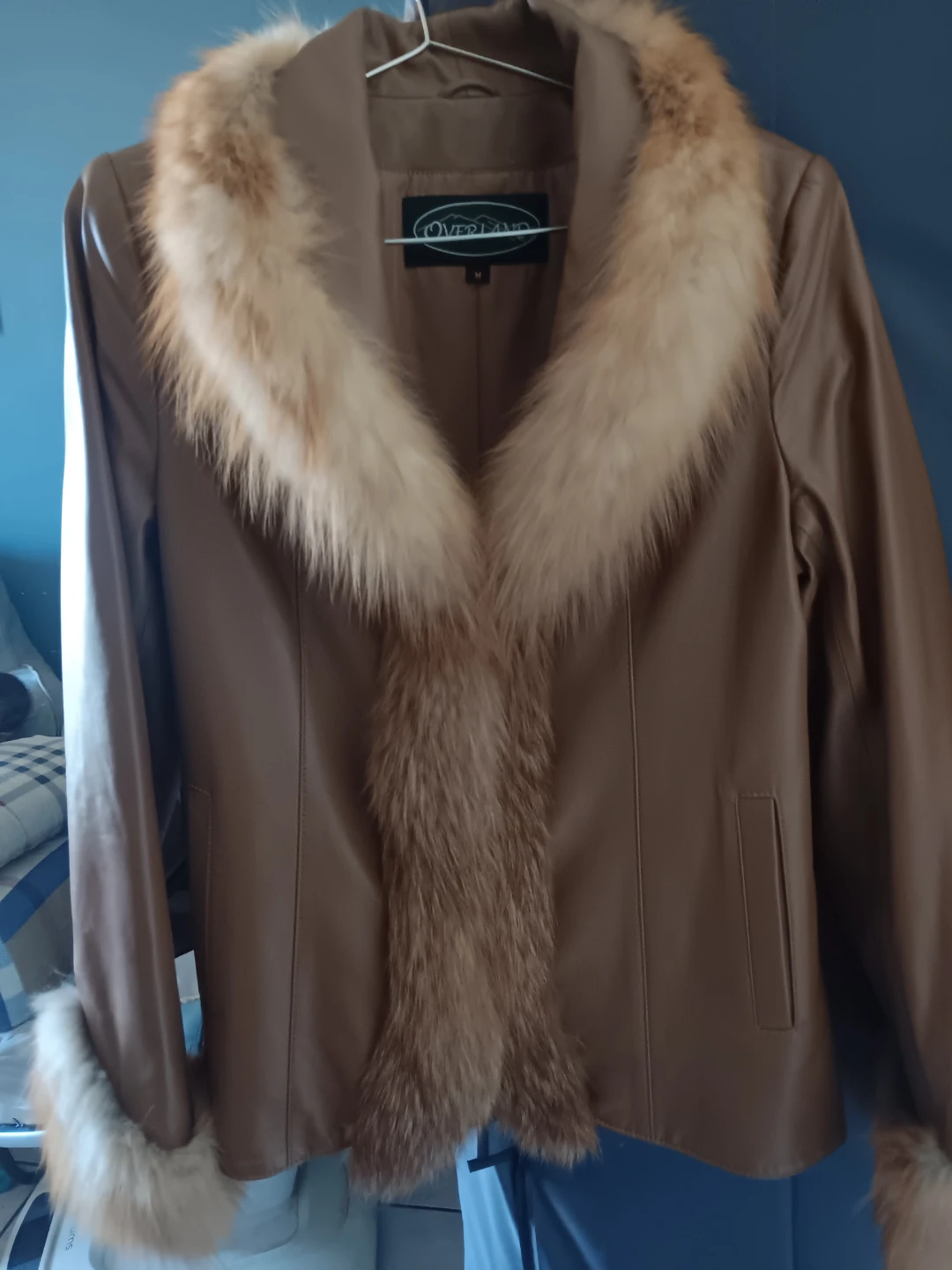 Overland Leather Jacket with Fur Trim Size M