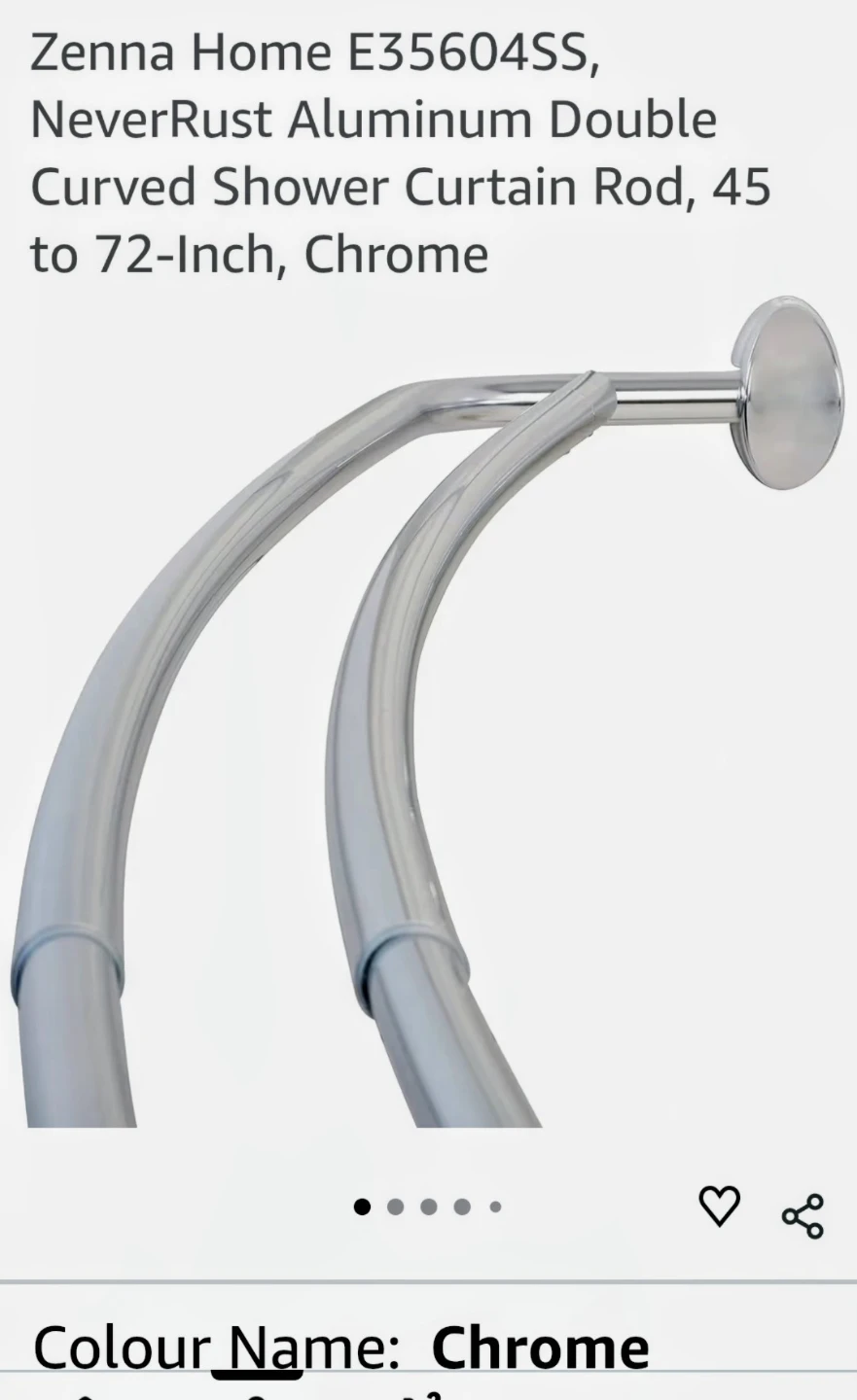 Zenna Home Curved Shower Curtain Rod - Chrome
