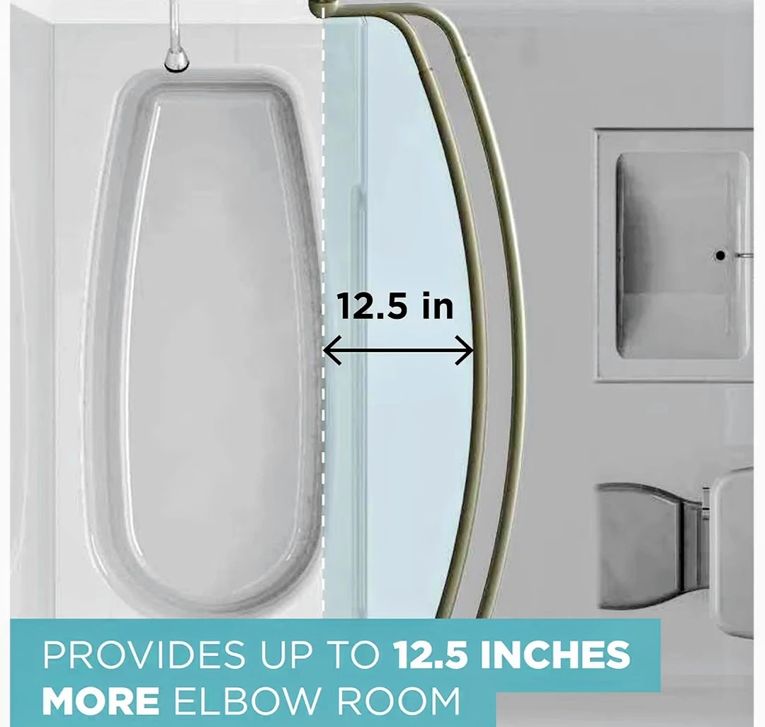 Zenna Home Curved Shower Curtain Rod - Chrome - photo 3