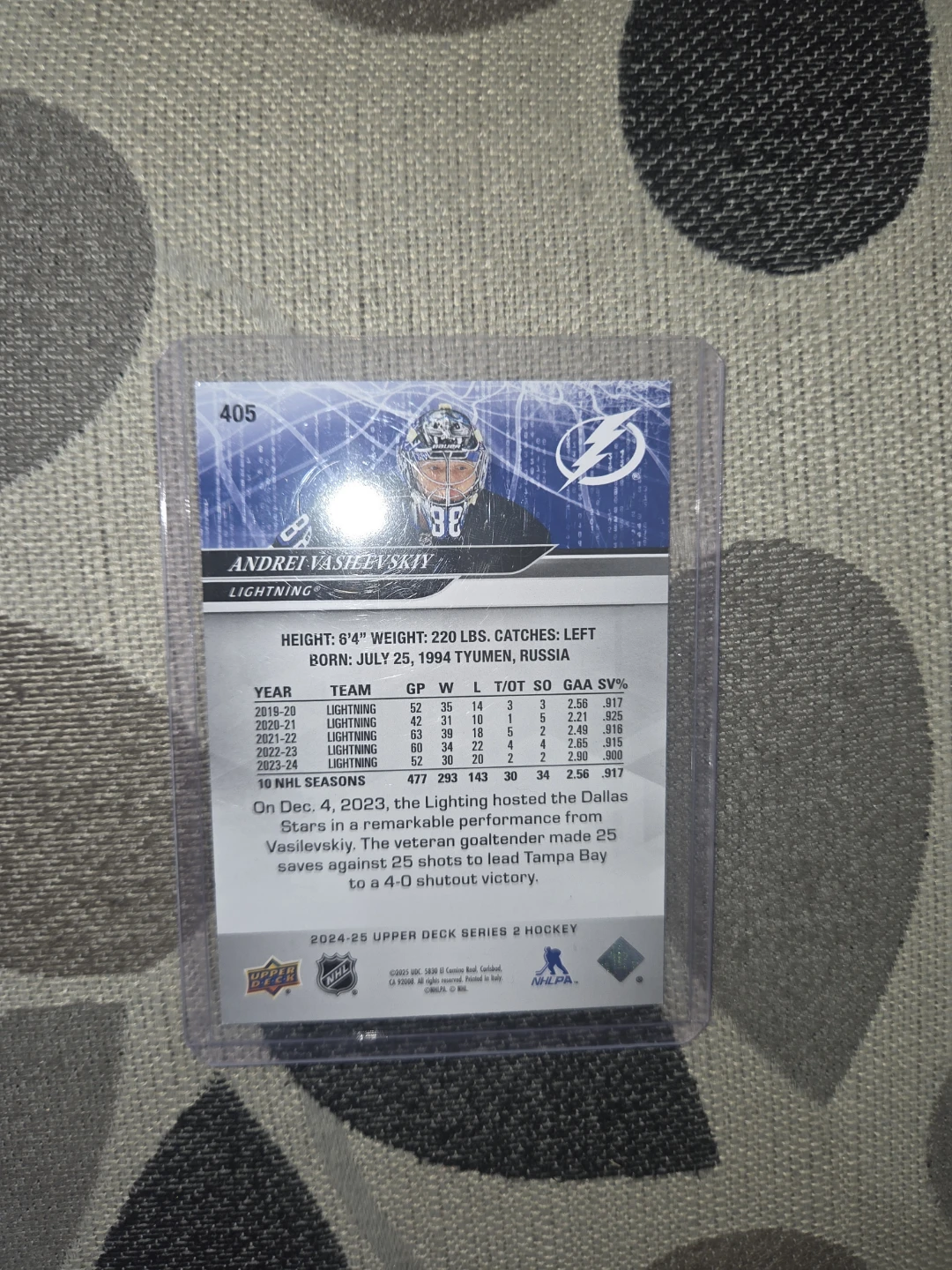 2024-25 Upper Deck Series 2 Hockey Card - Andrei Vasilevskiy