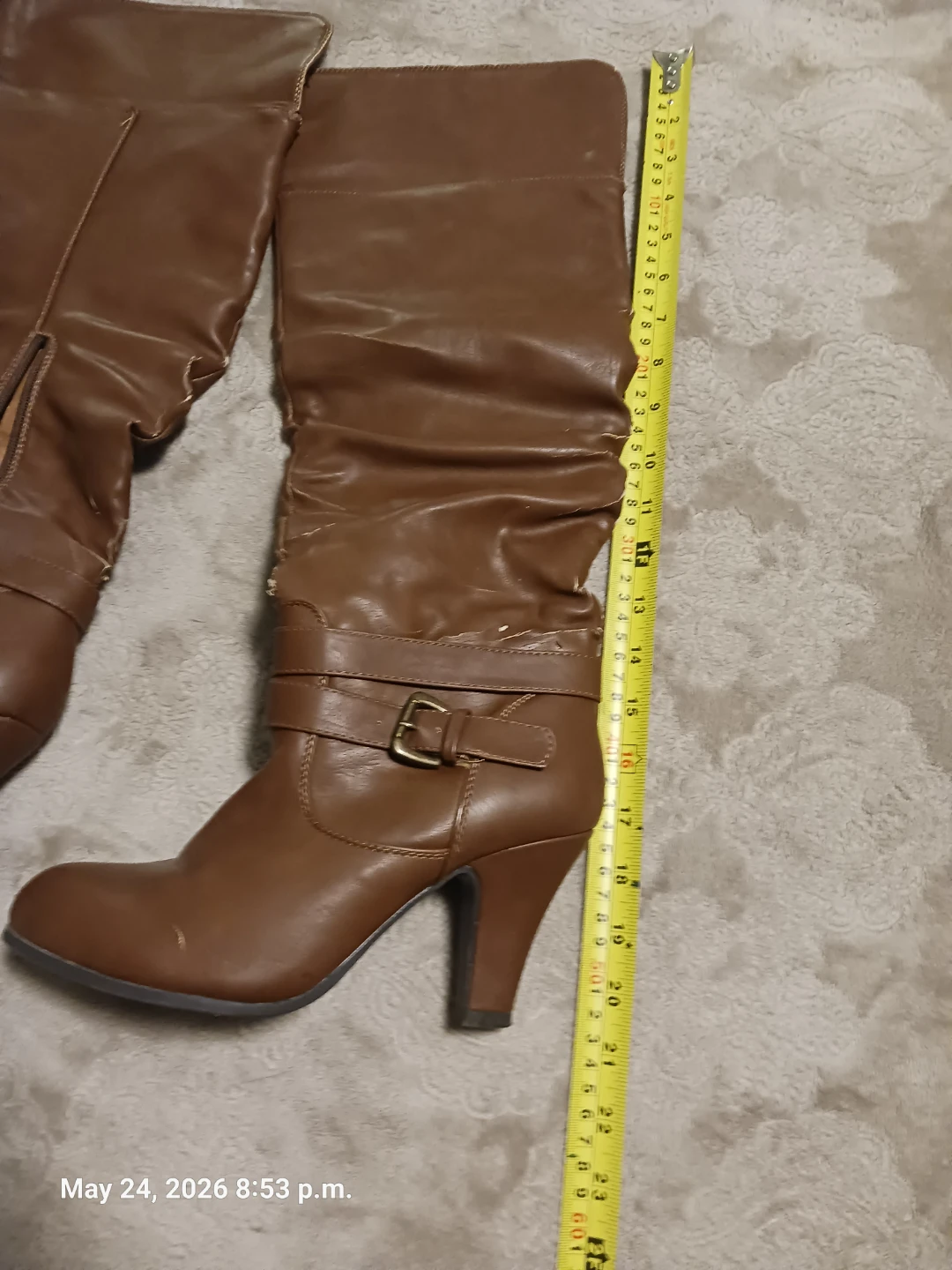 Brown Knee-High Heeled Boots - Size 8.5 - photo 4