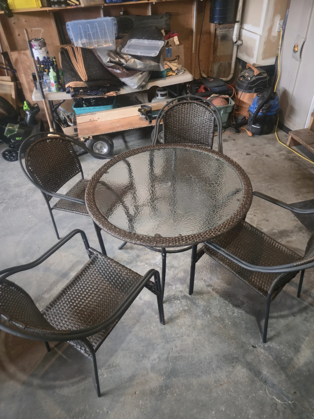 Wicker Patio Dining Set with Glass Table and 4 Chairs - photo 4
