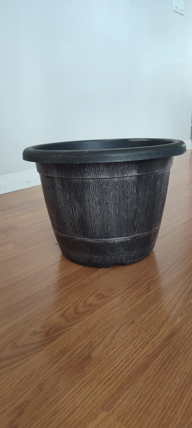 Black Barrel Planter Pot
