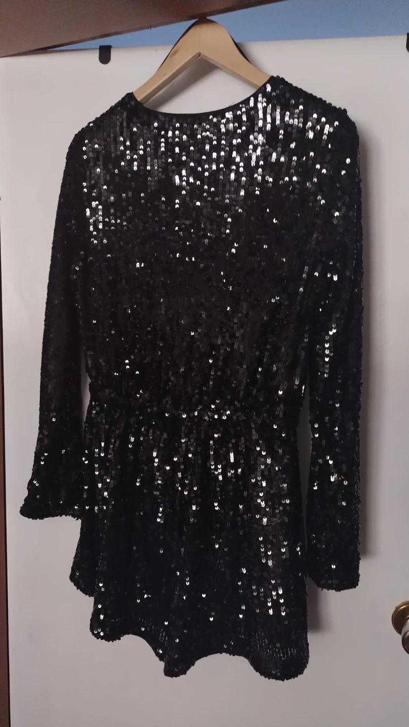 Dynamite Black Sequin Romper Size M - photo 2