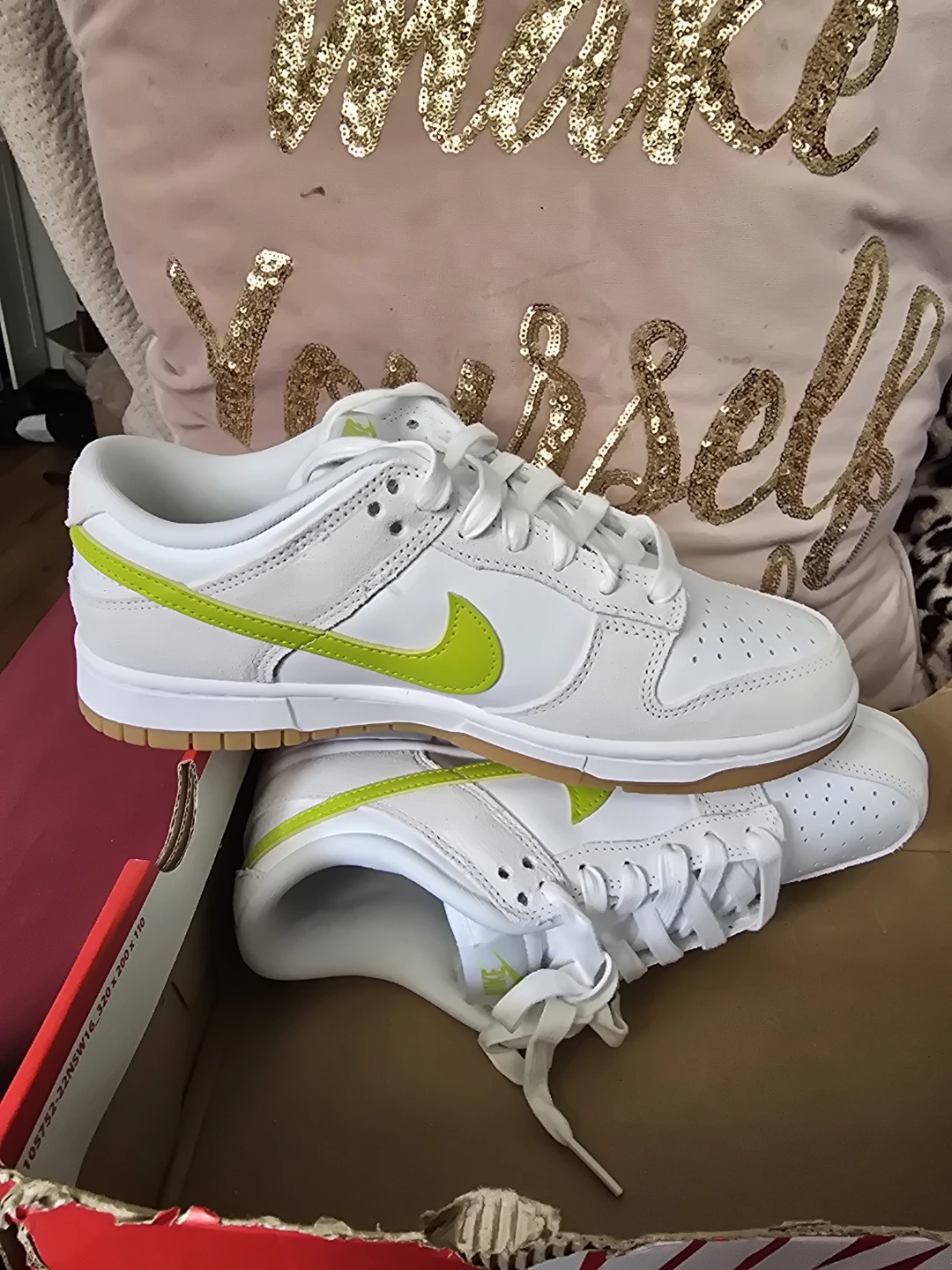 Nike Dunk Low White Lime Green Sneakers