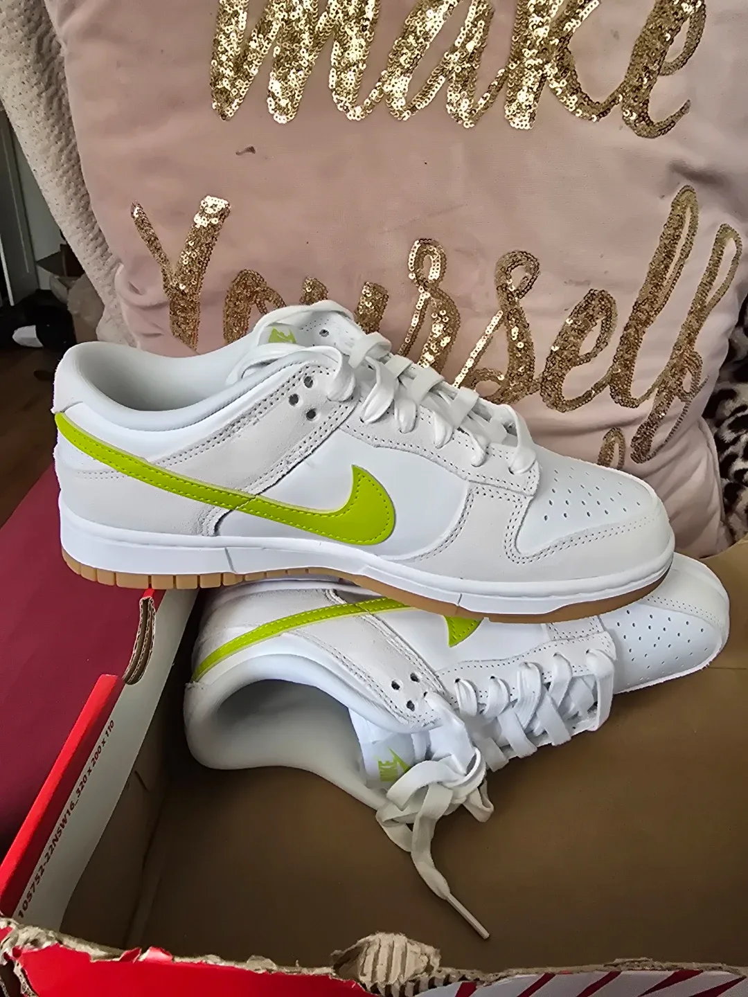 Nike Dunk Low White Lime Green Sneakers
