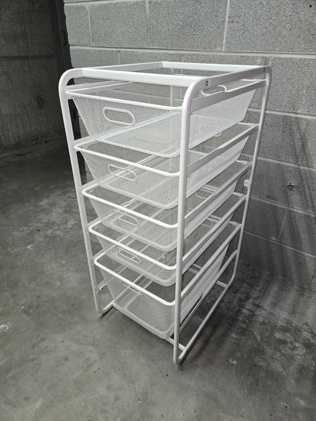 White 5-Tier Mesh Storage Cart