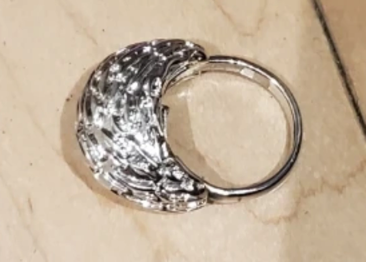 Silver-tone Textured Ring - photo 2