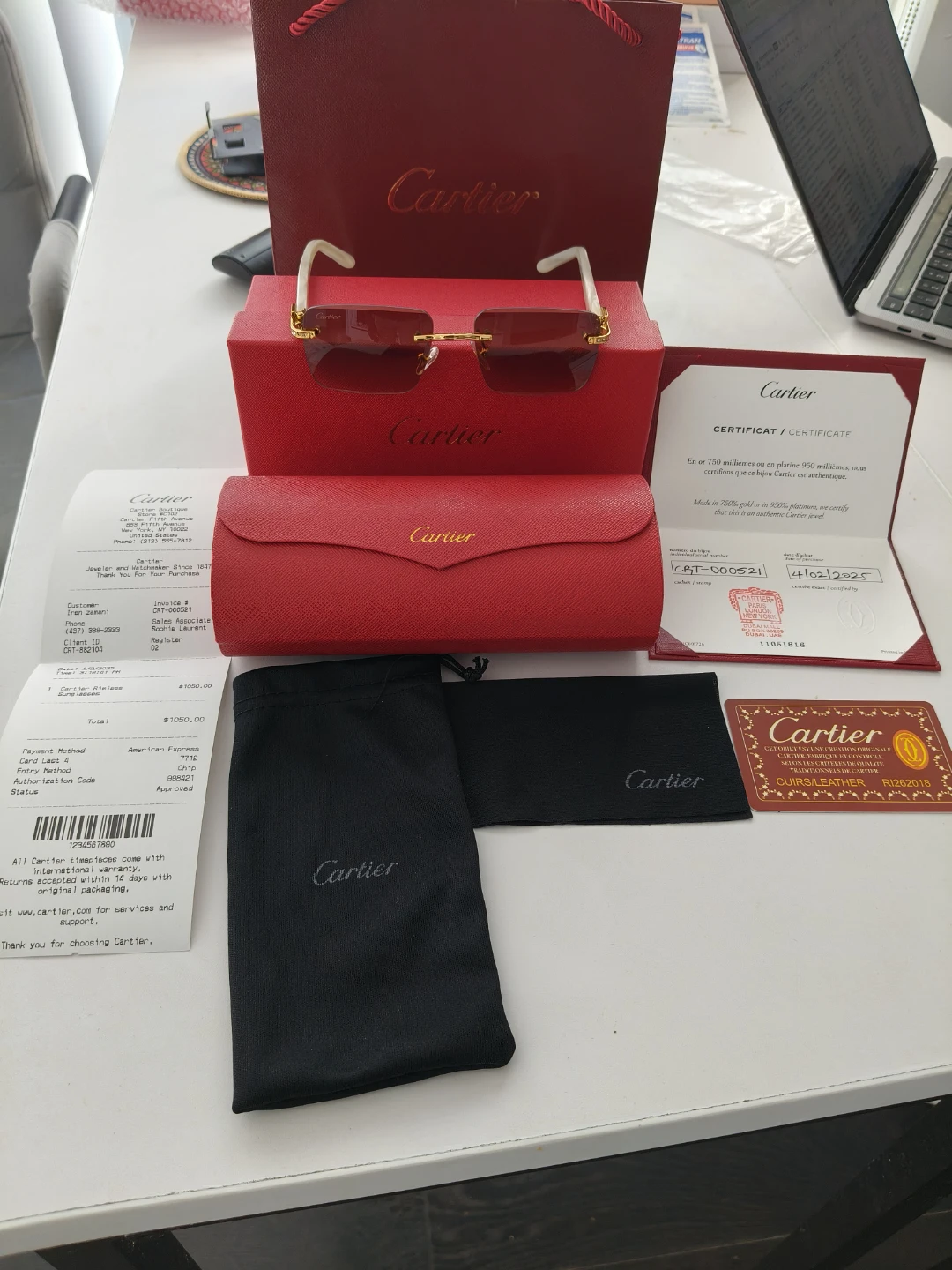 Cartier Rimless Sunglasses with White Accents - photo 3