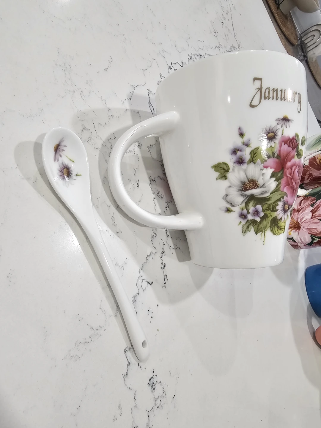 Adeline Porcelain Floral Mug with Spoon - photo 3