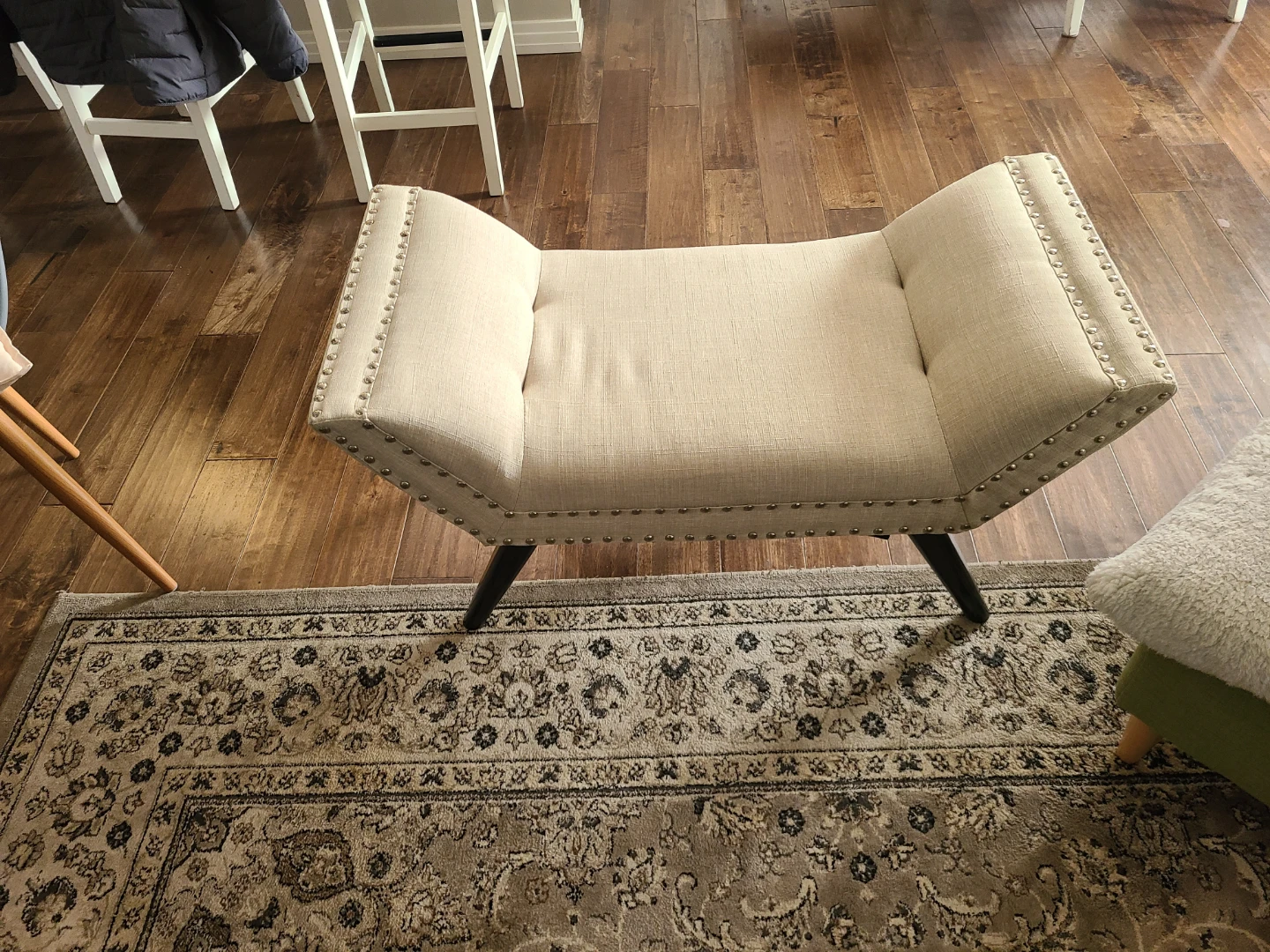 Upholstered Bench with Stud Detail