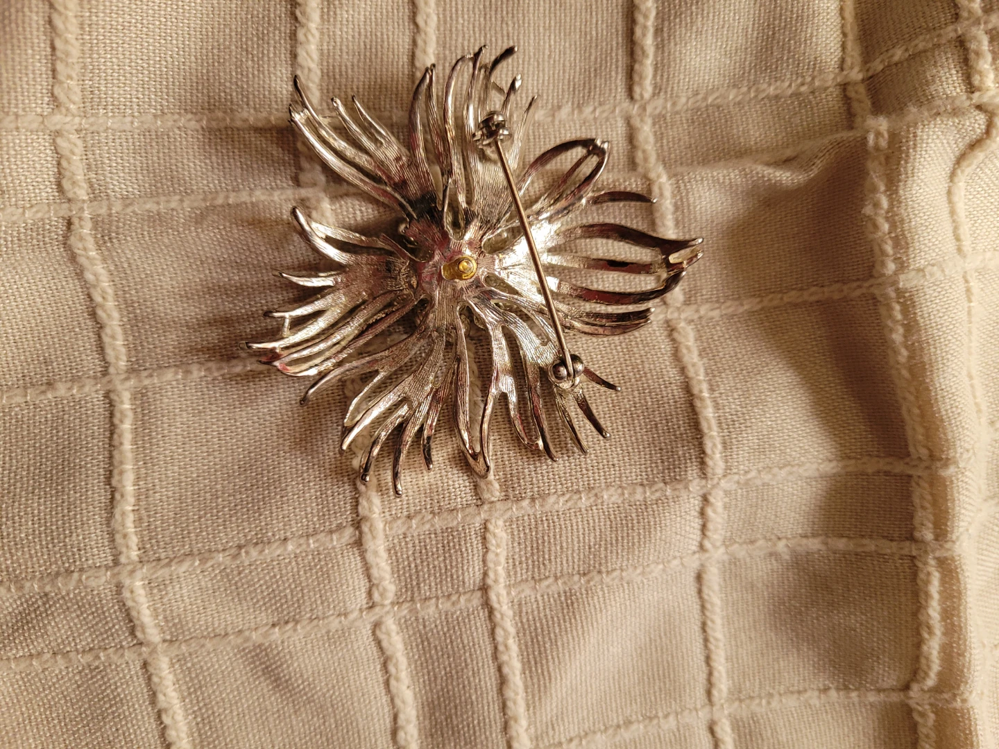 Silver Flower Brooch with Yellow Accents - photo 2