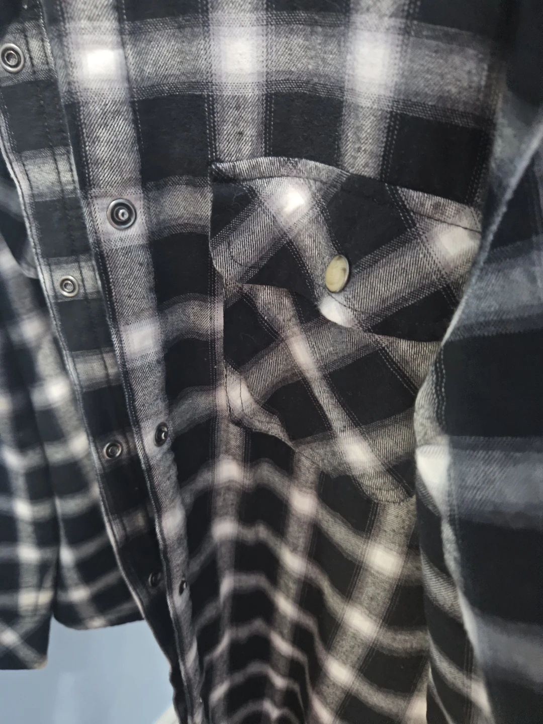 Flannel Lined Shirt Jacket - Black & White Plaid - photo 3