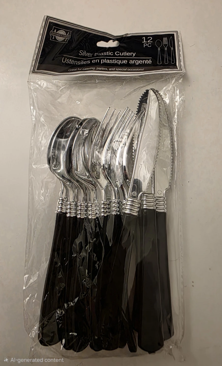 Silver Plastic Cutlery Set - 12 Pieces - photo 2