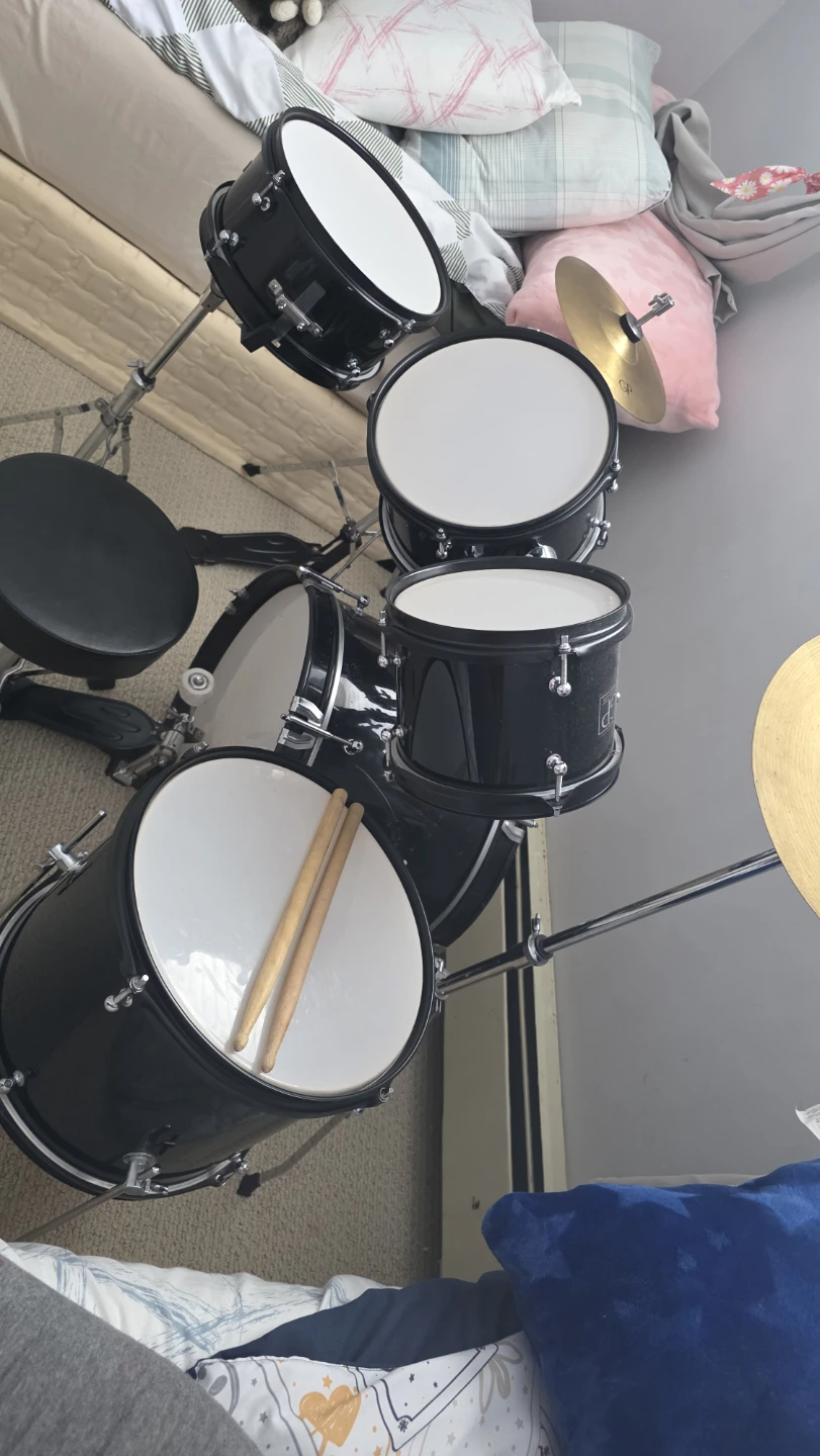 Black Drum Kit with Stool and Sticks - photo 5