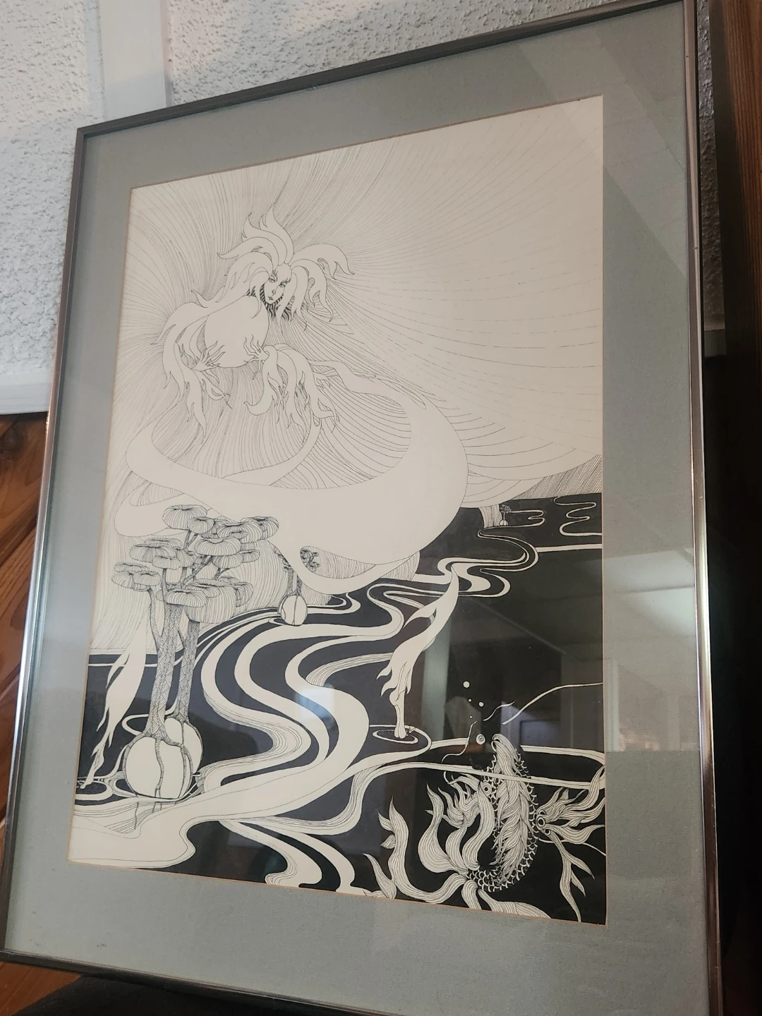 Framed Ink Drawing - Fantasy Scene