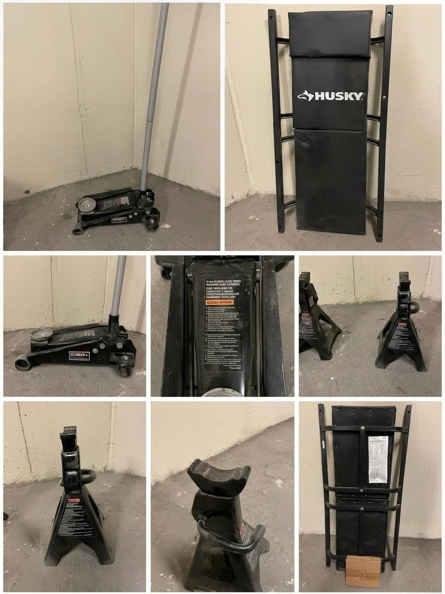 Husky 3 Ton Floor Jack and Jack Stands