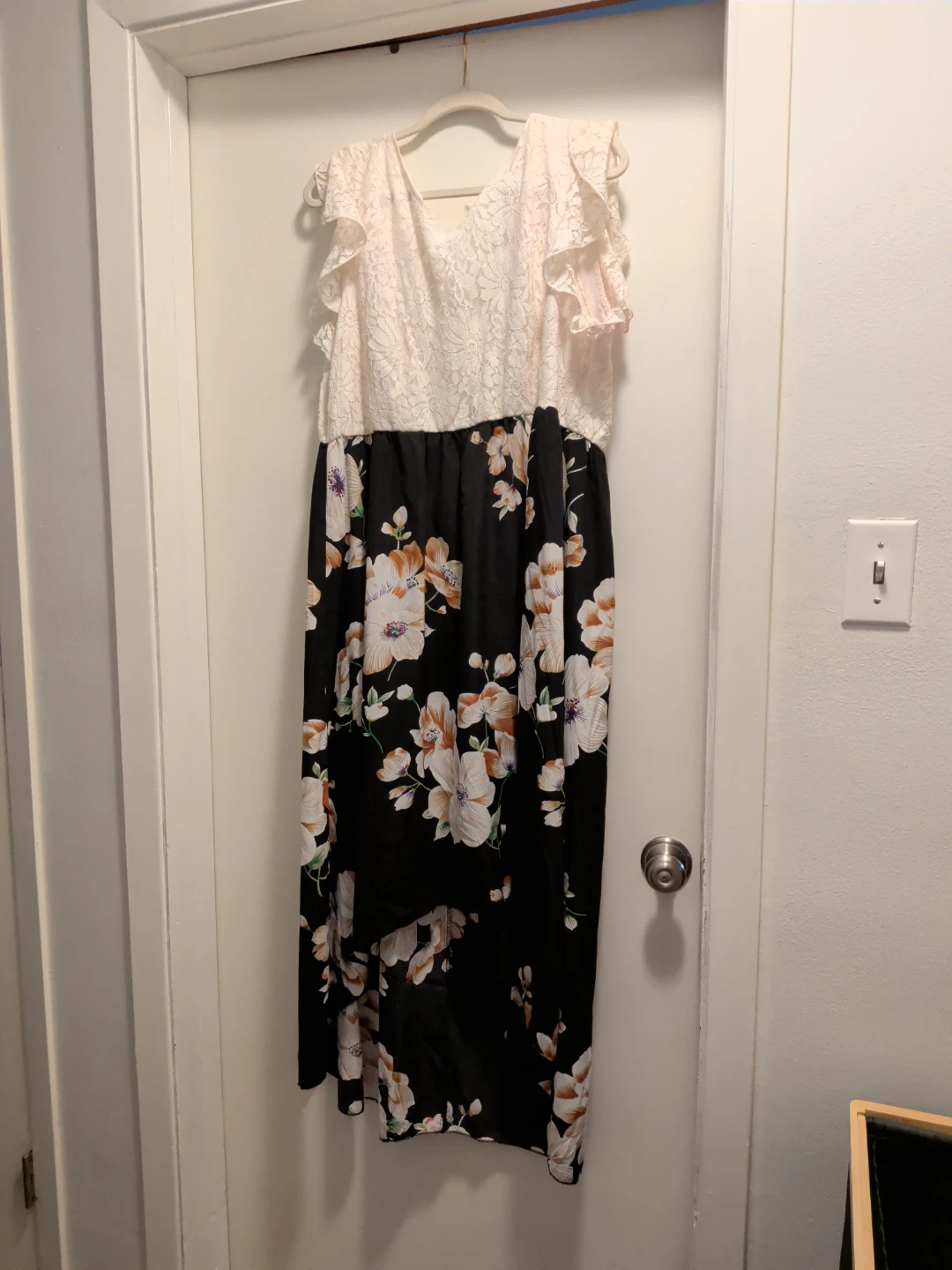 Women's Lace & Floral Print Maxi Dress