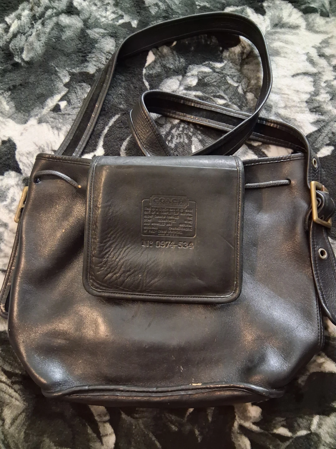 Black Leather Coach Bucket Bag
