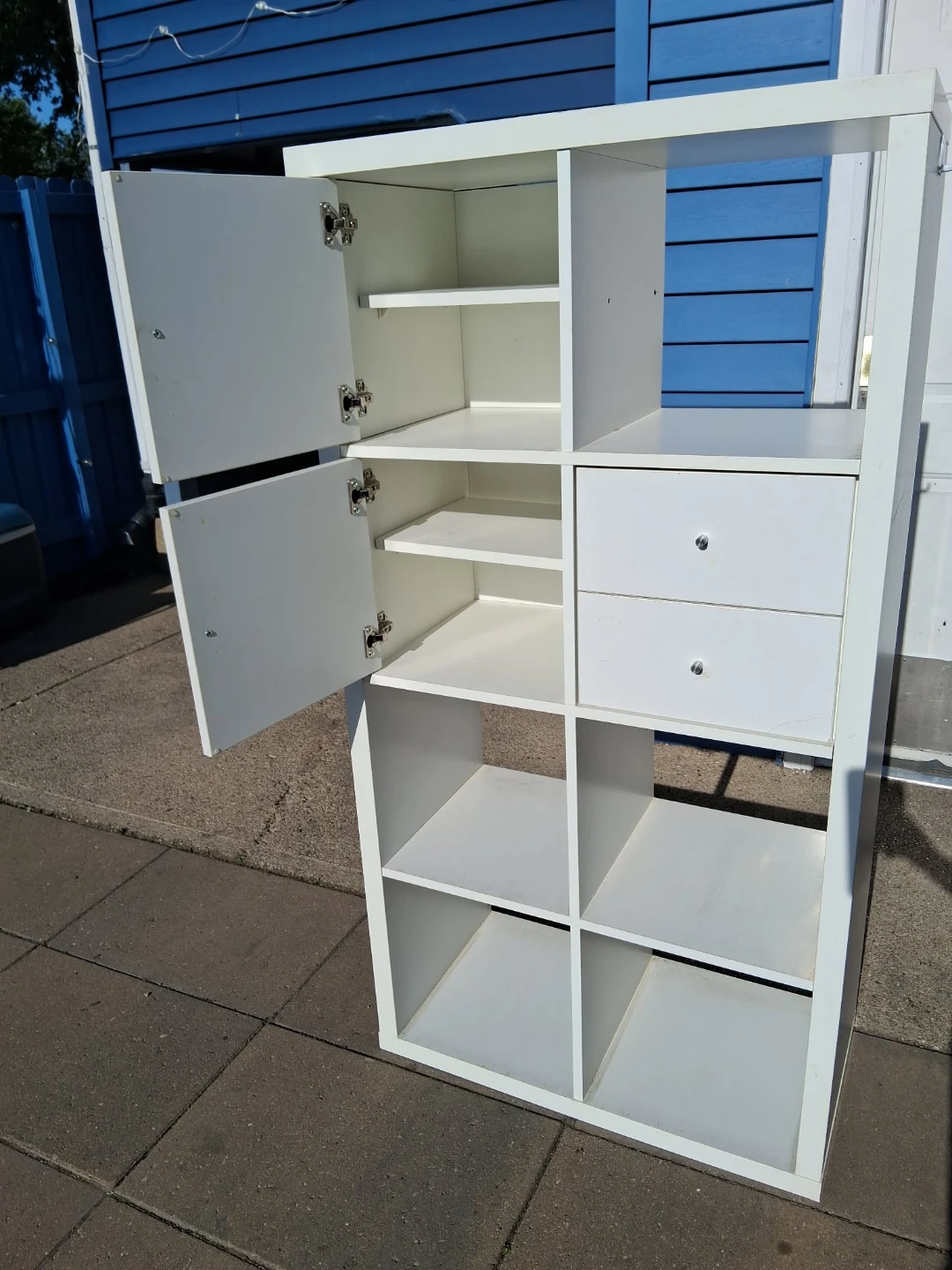 White Cube Storage Shelf Unit with Doors and Drawers - photo 2