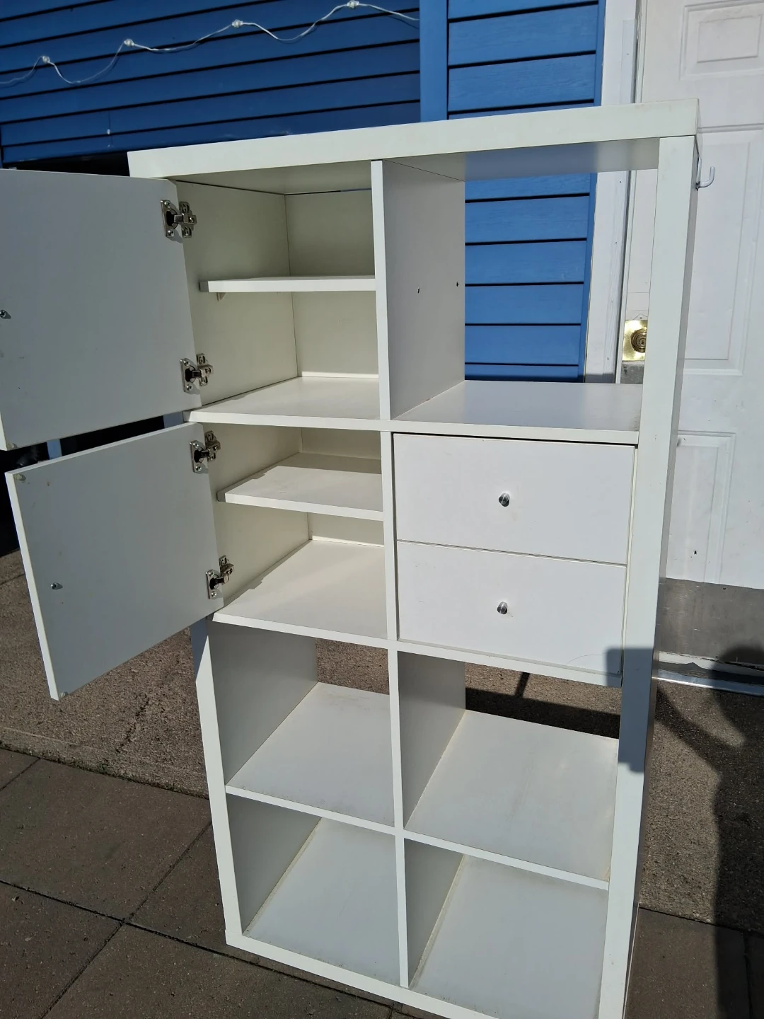 White Cube Storage Shelf Unit with Doors and Drawers - photo 3