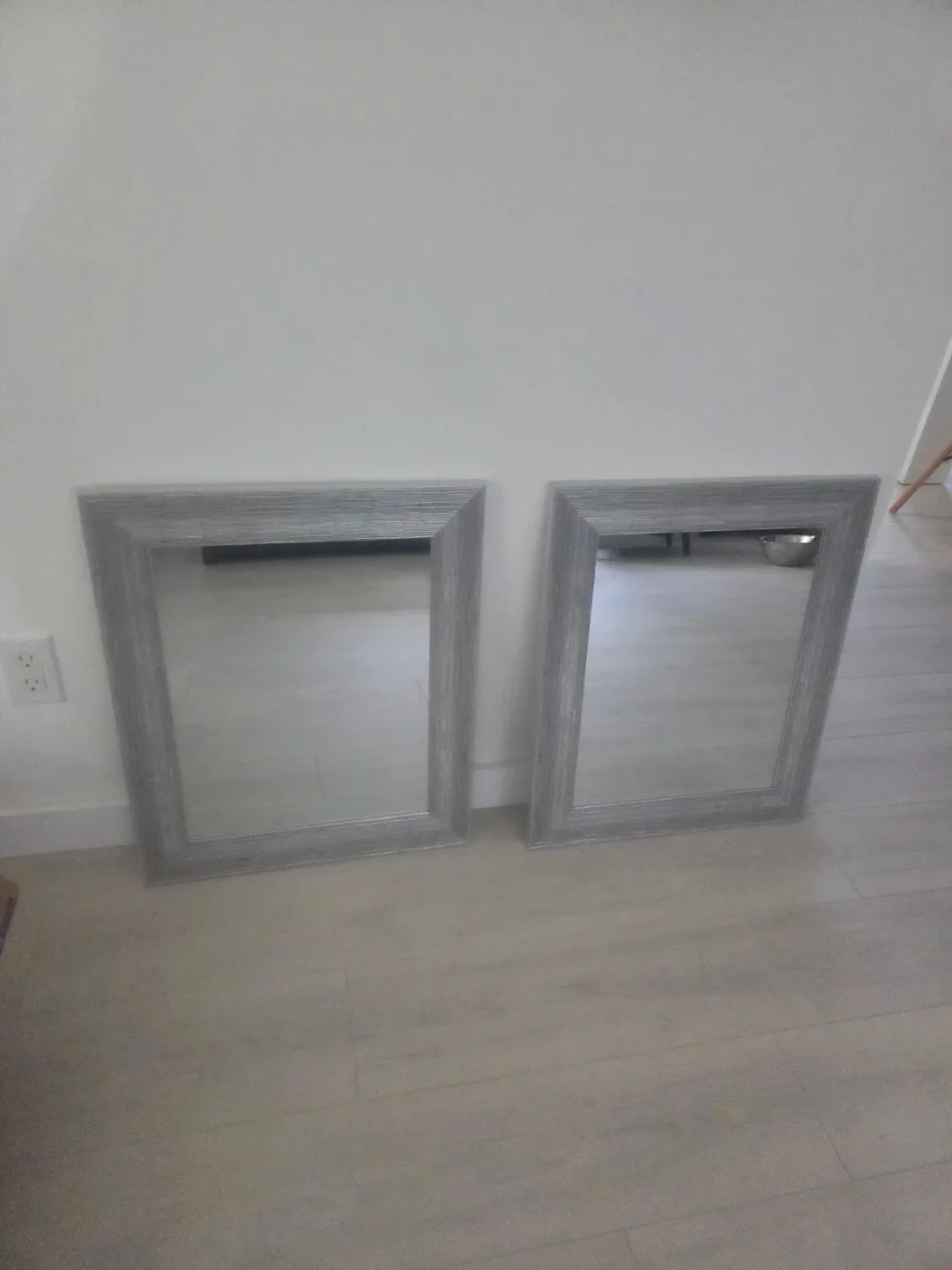 Set of 2 Grey Framed Mirrors