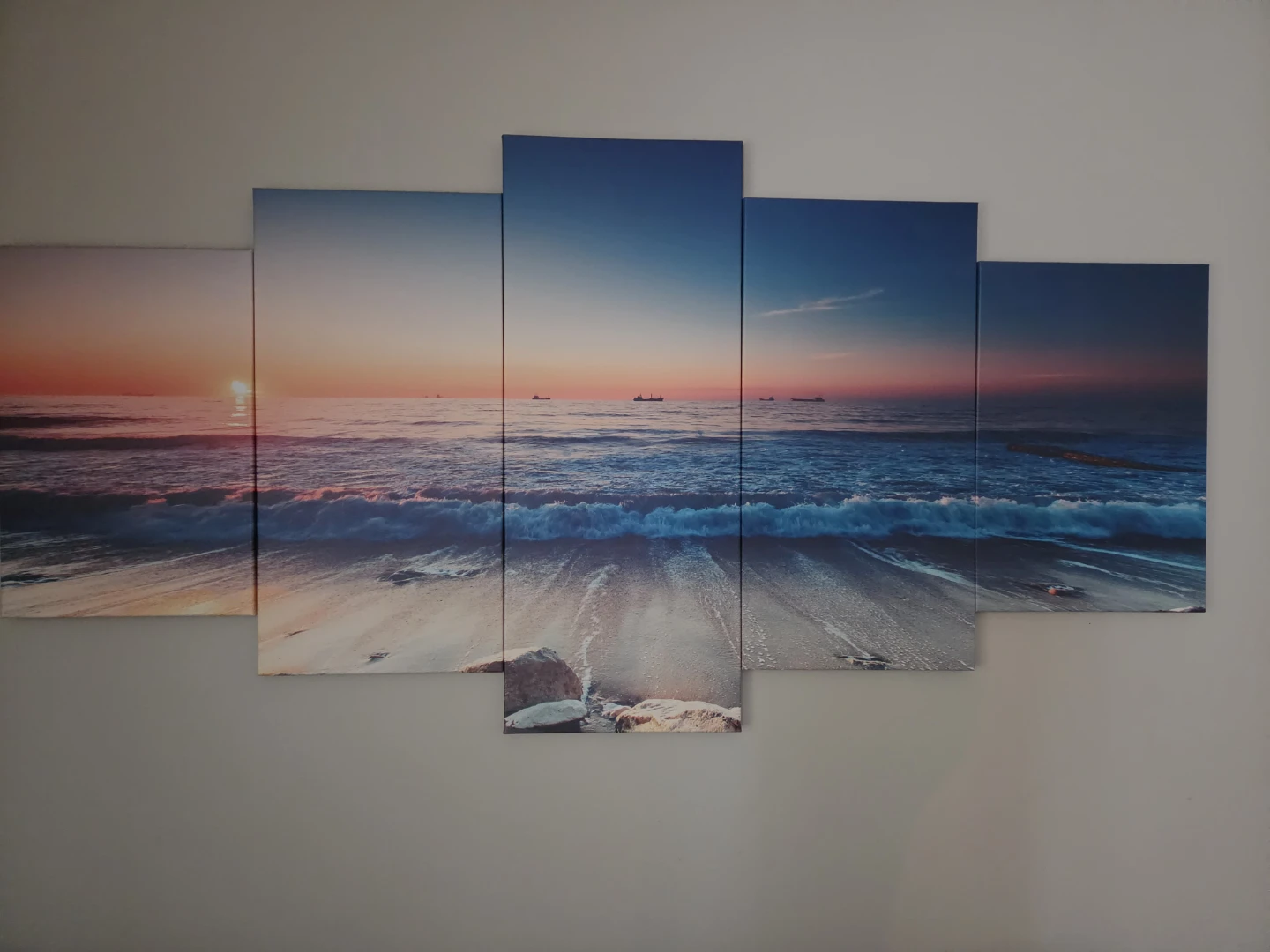 5 Piece Sunset Beach Wall Art Canvas Print