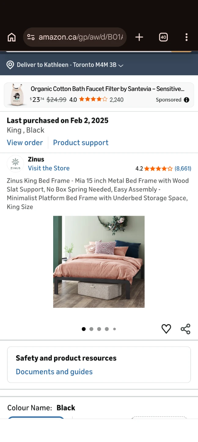 Zinus King Bed Frame - Black Metal with Wood Slat - photo 2
