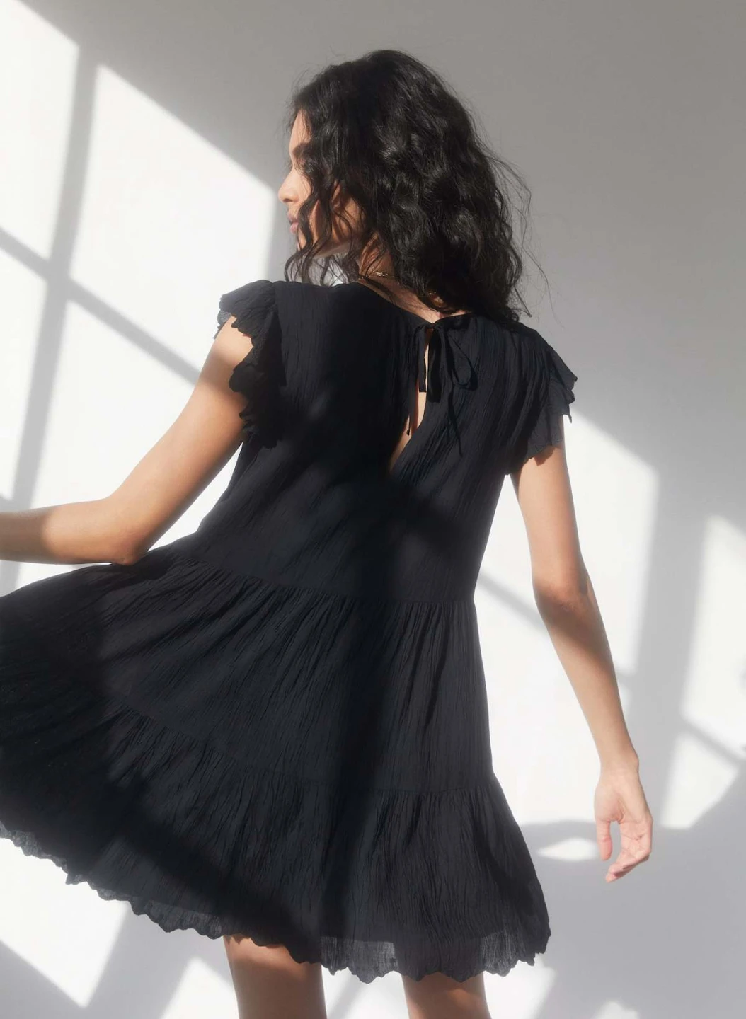 Wilfred babydoll Black Tiered Mini Dress XS