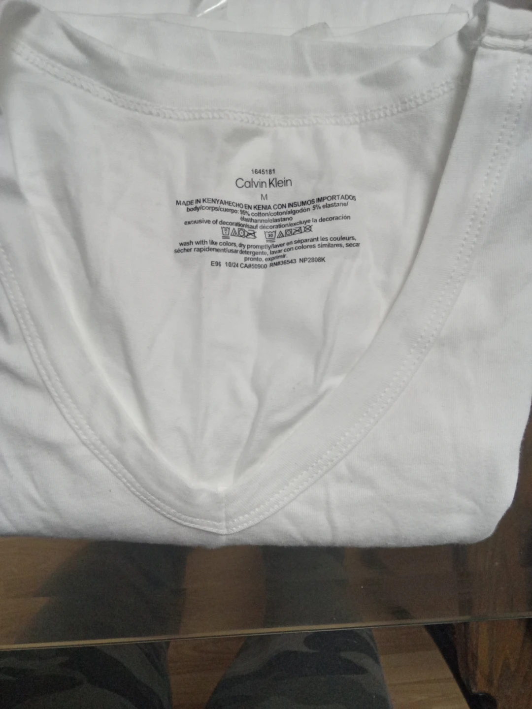 Calvin Klein White V-Neck T-Shirt - Size M