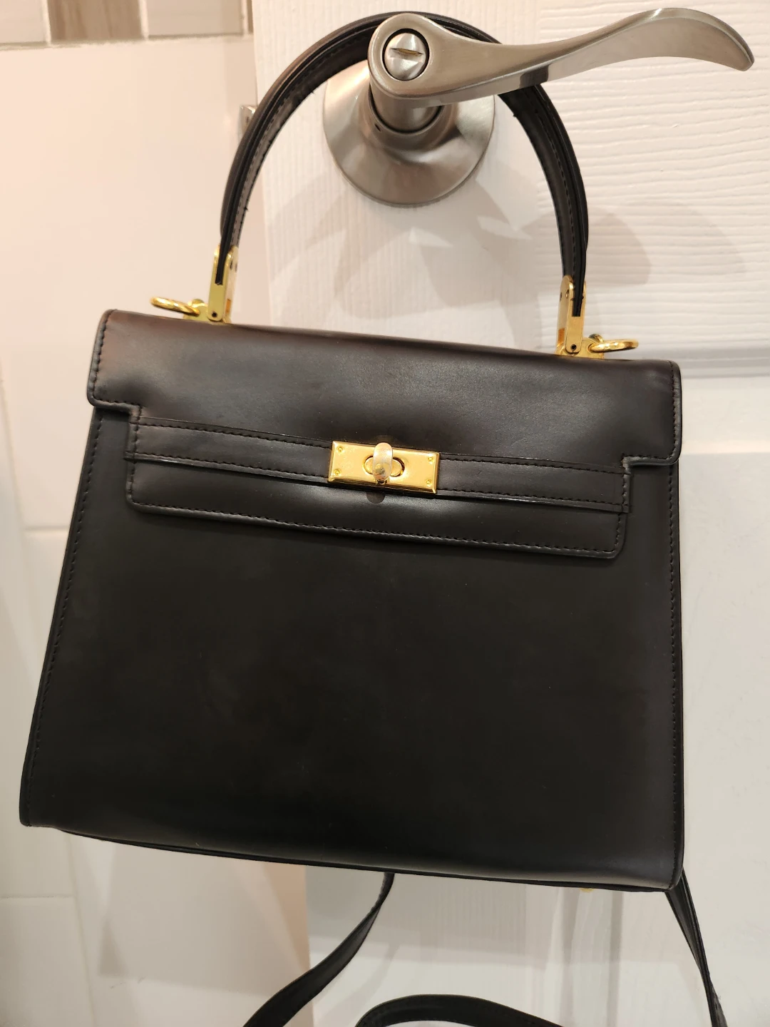 Korea Premium Navy Leather Handbag
