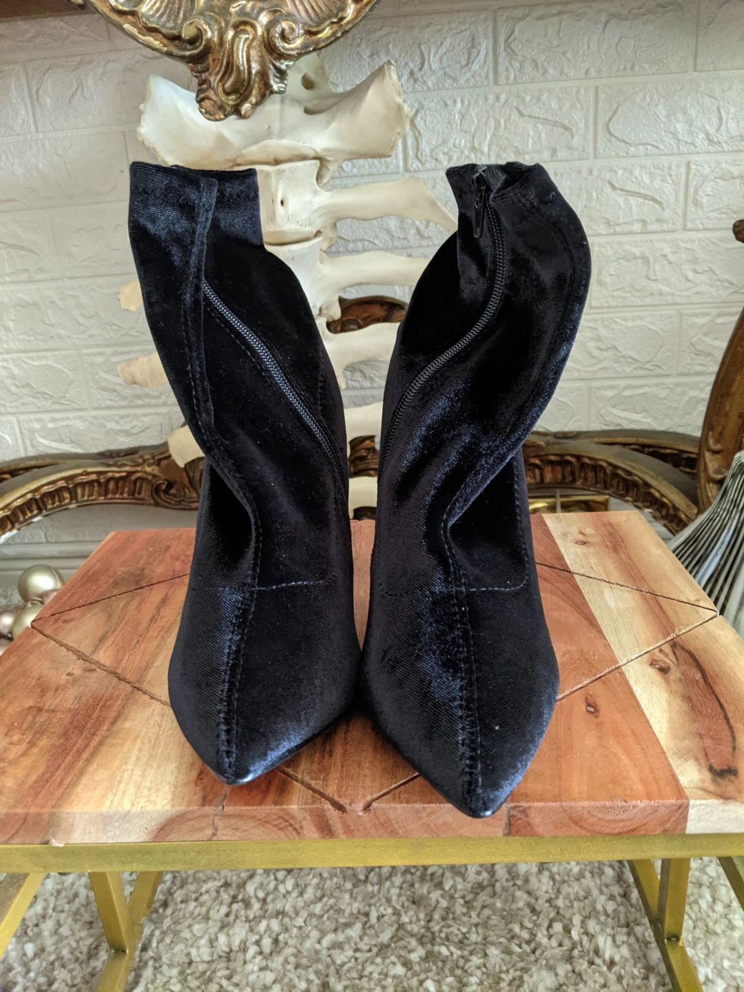 Le Château Black Velvet Stiletto Booties