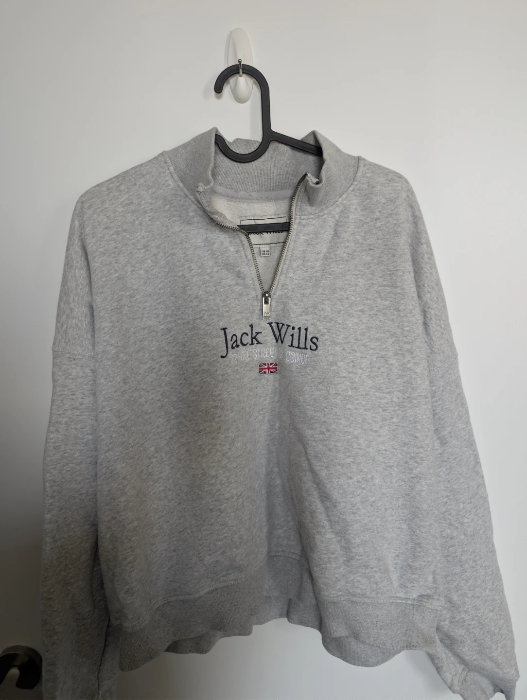 Jack Wills Grey Quarter Zip Sweatshirt- Grey