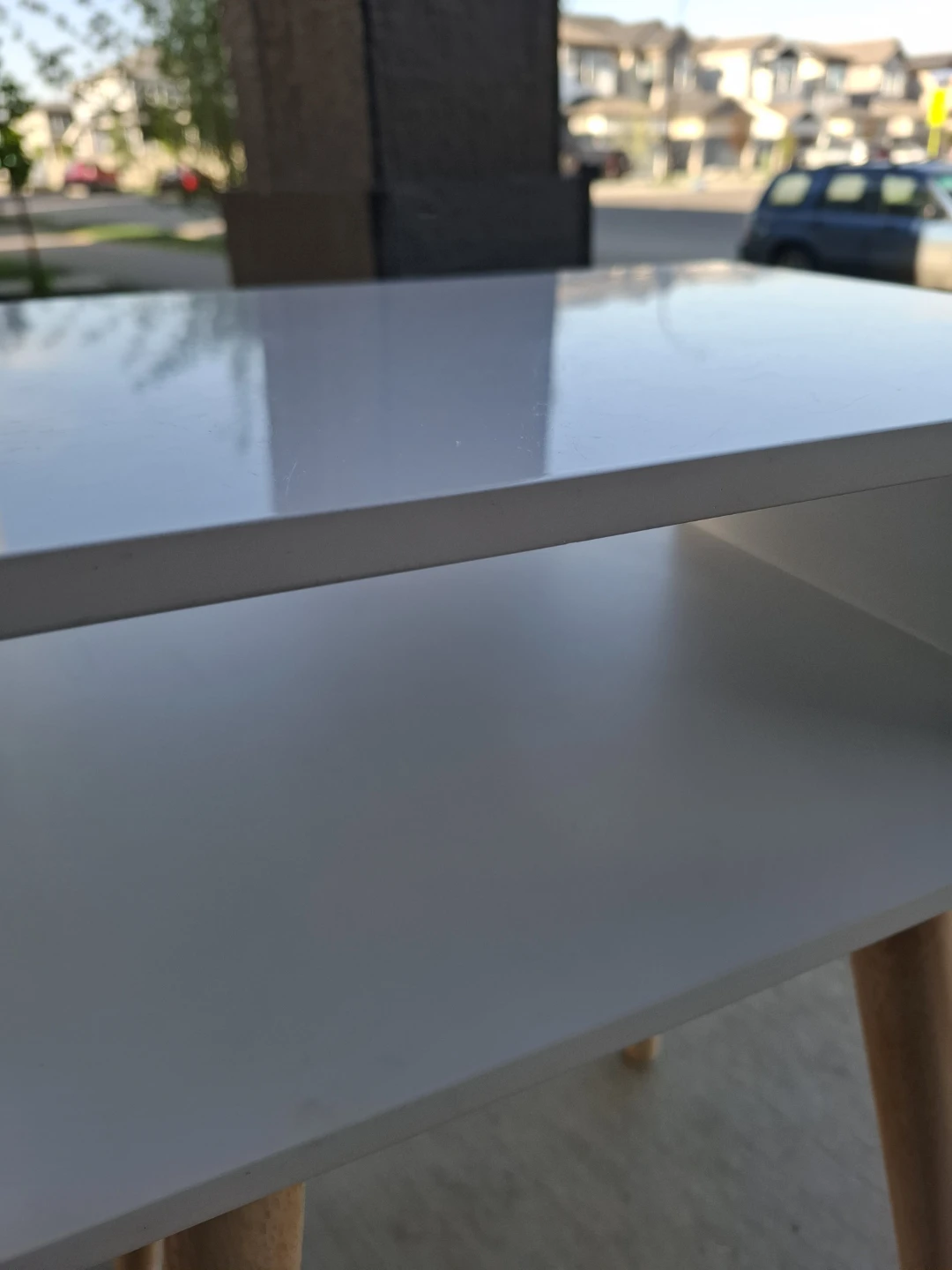 White Accent Side Table with Wooden Legs - photo 4
