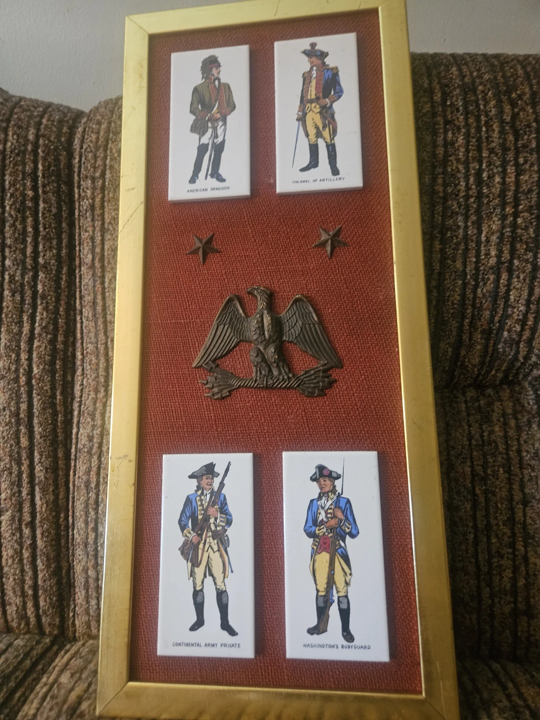Set of 4 Framed Revolutionary War Soldier Art Tiles
