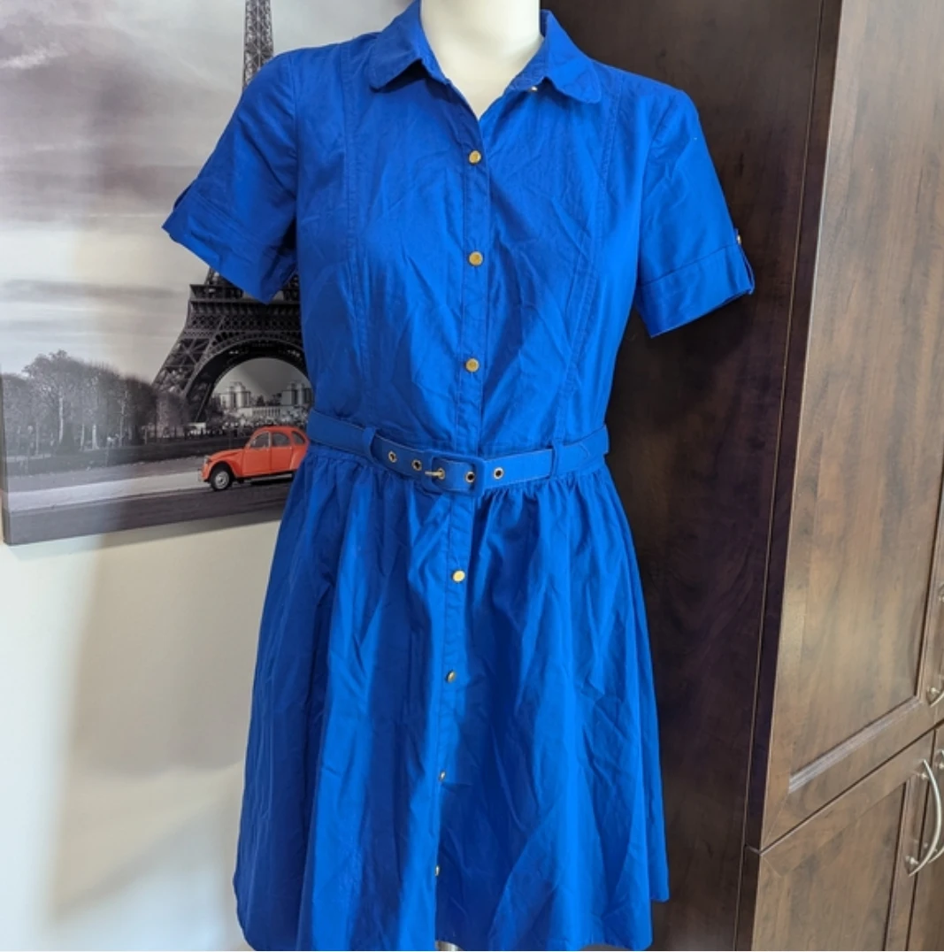 Dynamite Blue Shirt Dress with Belt - Size M