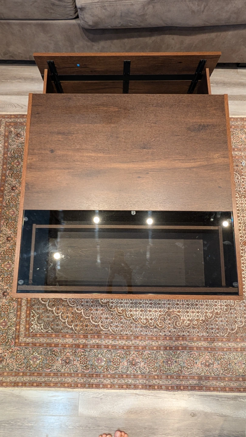 Dark Wood Lift-Top Coffee Table with Storage - photo 2