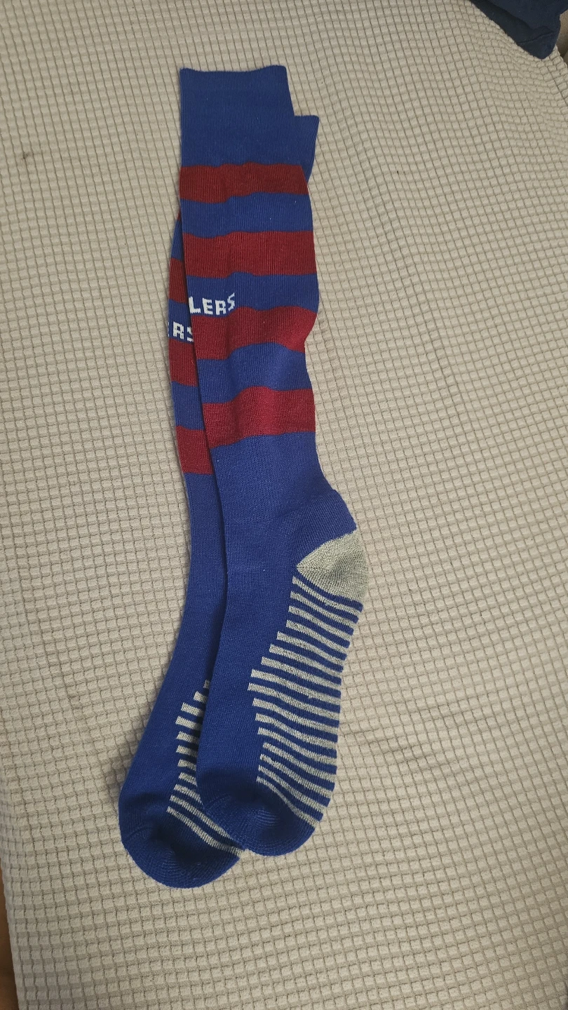Blue and Red Striped Knee-High Socks