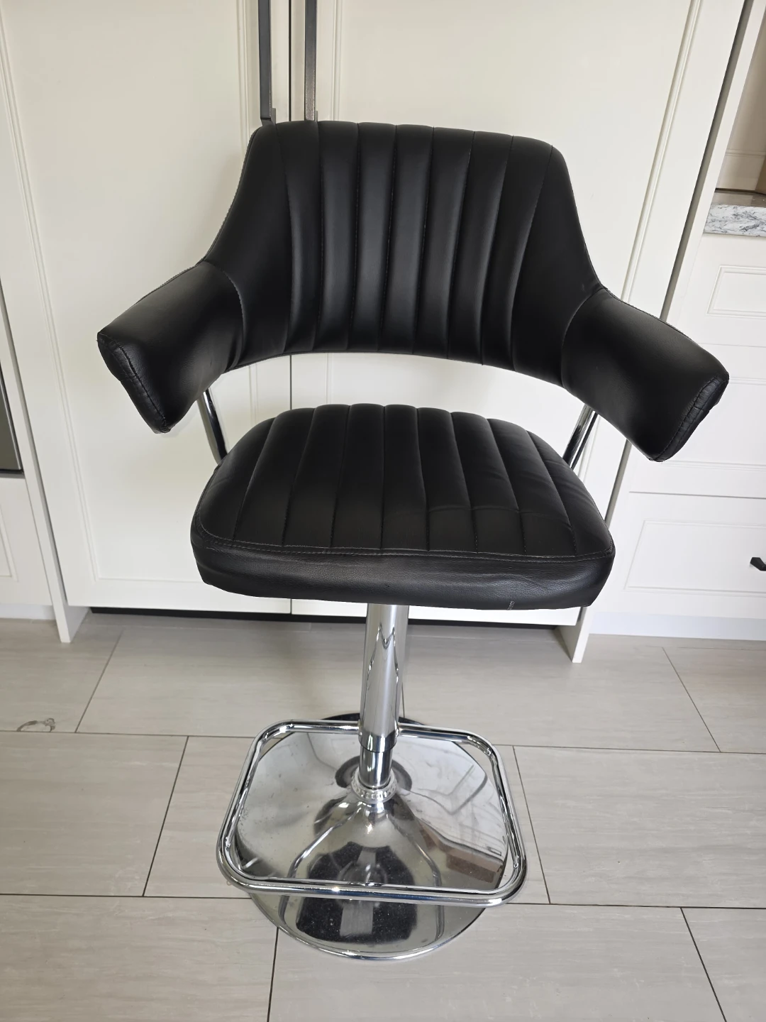 Black Faux Leather Adjustable Bar Stool (set of 4)