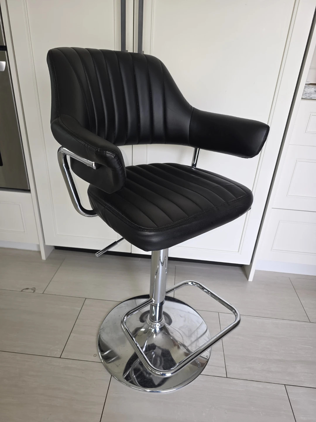 Black Faux Leather Adjustable Bar Stool (set of 4) - photo 3