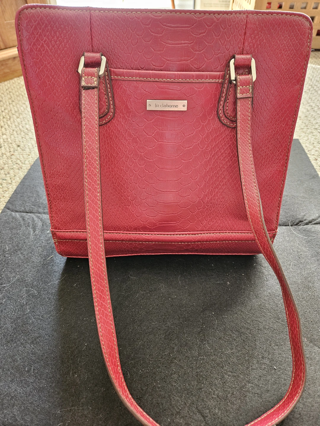 Liz Claiborne Red Snakeskin Handbag