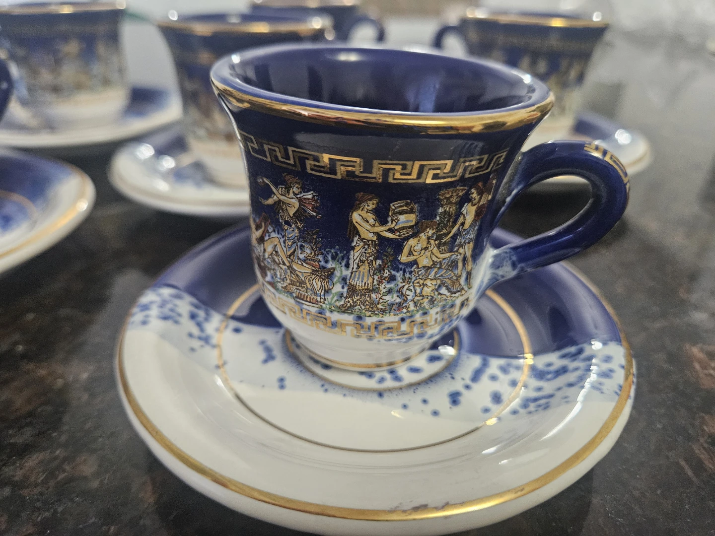 Set of 6 Espresso Cups and Saucers