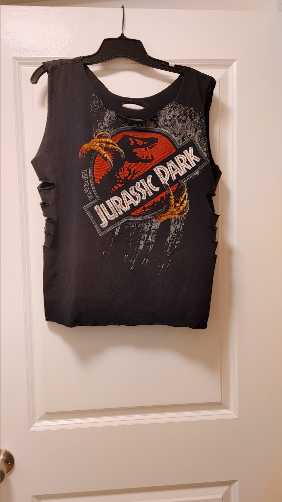 Jurassic Park Distressed Sleeveless T-Shirt size Large