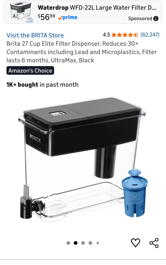 Brita 27 Cup Elite Filter Dispenser with Filter