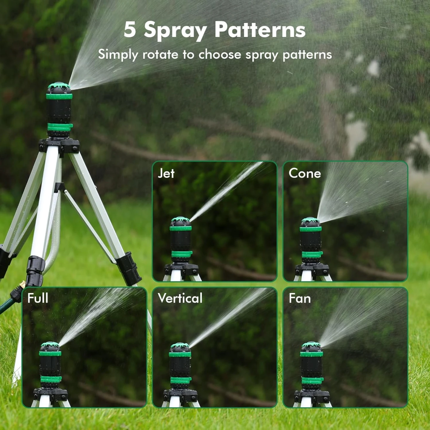 Adjustable Tripod Sprinkler with 5 Spray Patterns - photo 2