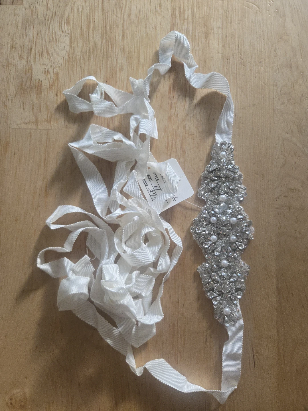 Wedding Dress Rhinestone Beaded Applique with Ribbon - photo 2