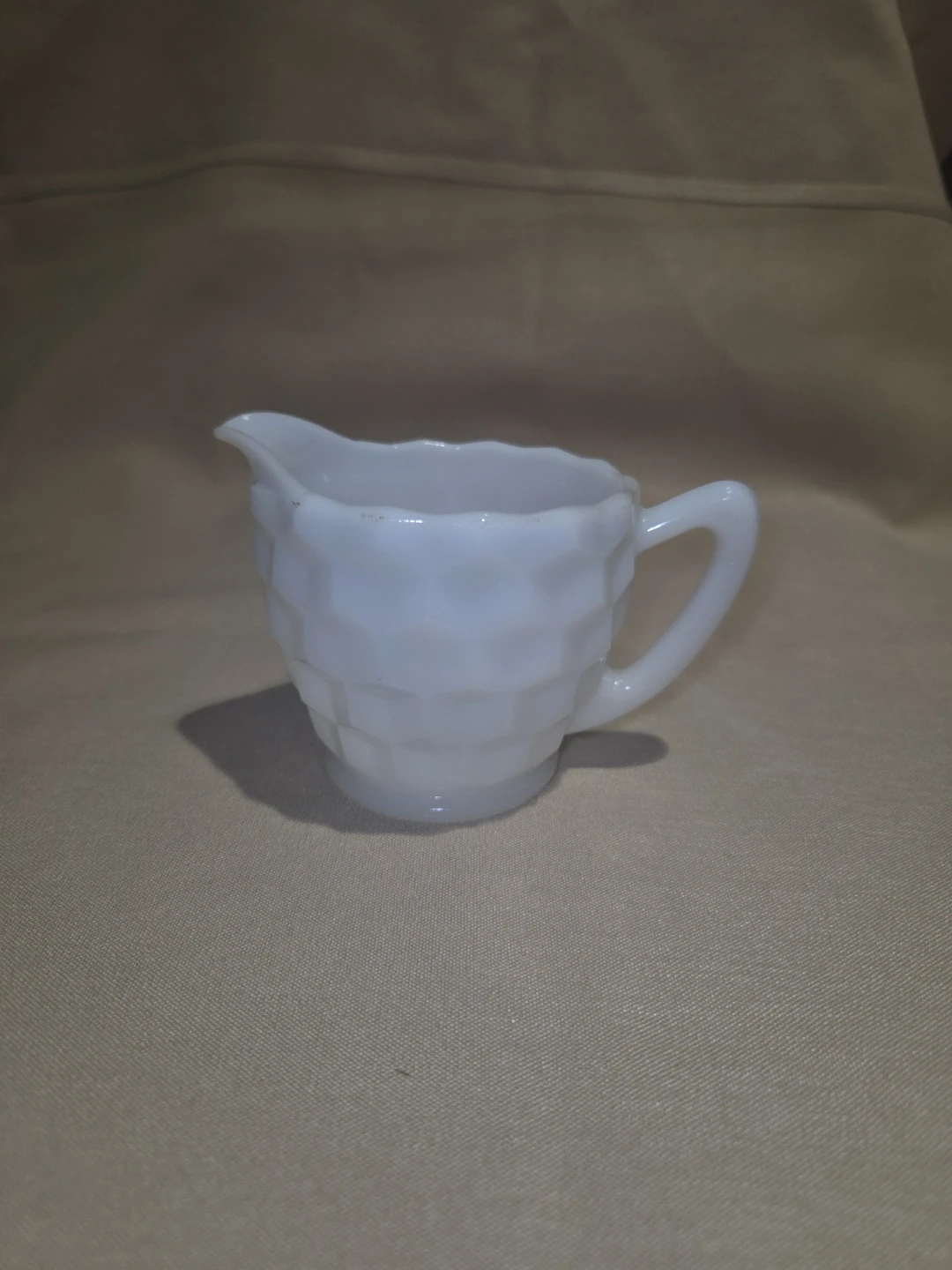 White Milk Glass Honeycomb Creamer Pitcher