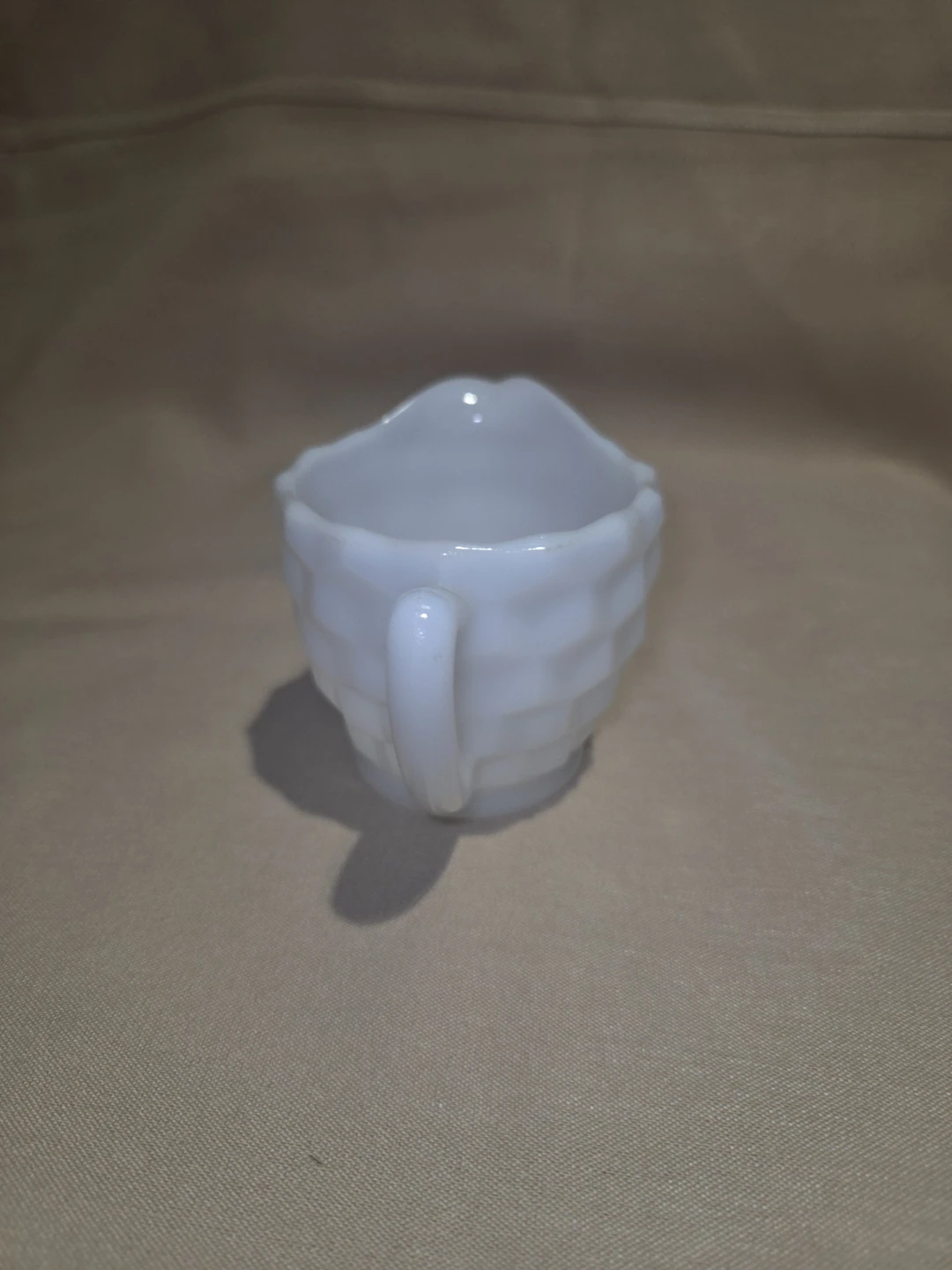 White Milk Glass Honeycomb Creamer Pitcher - photo 3