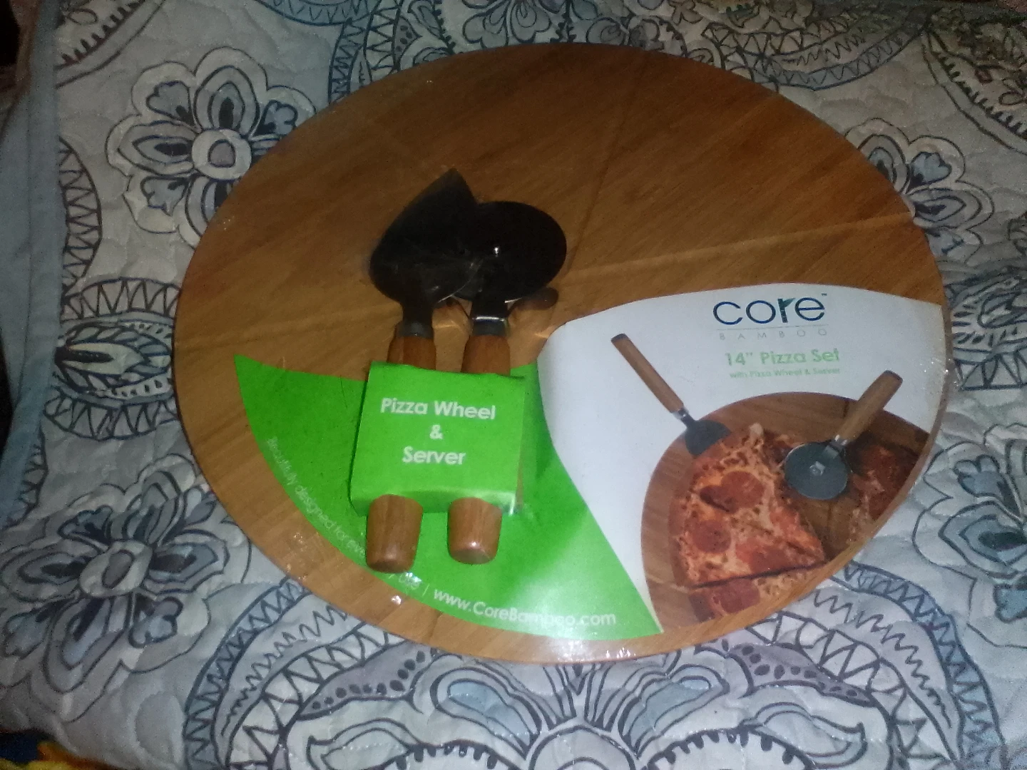 Core Bamboo 14" Pizza Set with Wheel & Server