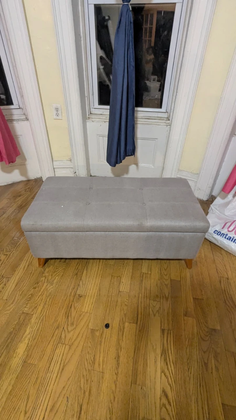 Gray Storage Ottoman Bench